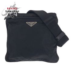 PRADA プラダ テスート 三角ロゴプレート ブラック 黒 シルバー金具