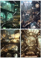 B-50 スチームパンク 背景紙 素材 コラージュ collage シート sheet achashop