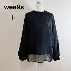 wee9s ボリュームオーガンジーレイヤードプルオーバー ブラック スウェットプルオーバー レイヤード ボリュームスリーブ シアー ミドル丈 カジュアル F