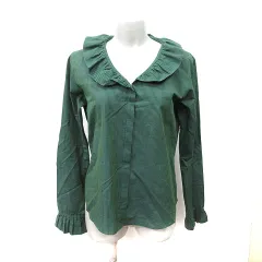 アニエスベー agnes b. シャツ ブラウス ストライプ 長袖 38 M 緑 グリーン /YI