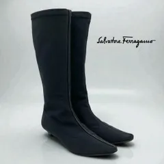 サルヴァトーレ フェラガモ ロングブーツ 23cm ナイロン 黒