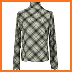 【新品】 [神戸レタス] シアー トップス レース インナー シアーシャツ レディース レイヤード 重ね着 モックネック 長袖[C6433] M メロウチェック 0