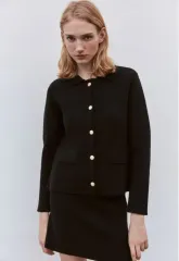 新品 ZARA ザラ プレーン ニット カーディガン ブラック S