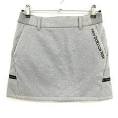 【超美品】ニューバランスゴルフ スカート 杢グレー×黒 裏起毛 一部ロゴライン ストレッチ レディース 1(M) ゴルフウェア New Balance