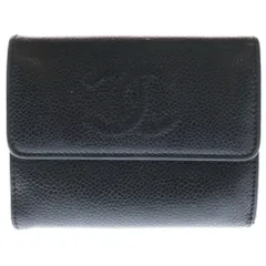 CHANEL (シャネル) ココマーク 三つ折り財布 ブラック キャビアスキン ウォレット
