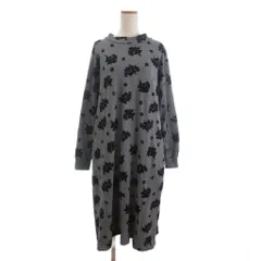 スーパーハッカ SUPER HAKKA ワンピース スウェット 長袖 ロング丈 裏毛 花柄 グレー