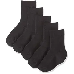 [フクスケ] スクールソックス【クルー丈】 通学 抗菌防臭 吸水速乾 5足組 ガールズ ブラック 22(22-24cm)