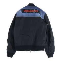 DSQUARED2 (ディースクエアード) 19SS 再構築 ナイロン/デニム切り替え ダメージ加工 ボンバージャケット ブラック/インディゴ S74AM0869 S49576