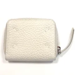 Th1004582 メゾンマルジェラ 二つ折り財布 S56UI0112 コンパクトジップウォレット 本革 ホワイト系 Maison Margiela 良好・中古