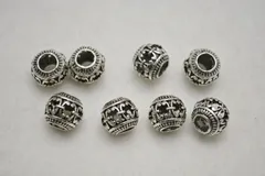 ビーズクラブ ロンデル メタルビーズ 球 受話器 大穴 銀 10個 11mm 10個 ブレスレット ネックレス 金具 金属ビーズ