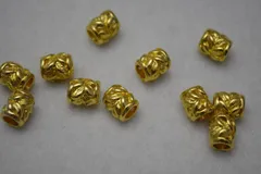 ビーズクラブ ロンデル メタルビーズ 茎模様 大ホール 金 9mm 10個 ハワイアン ブレスレット ネックレス 金具 金属ビーズ