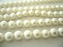 一連 約40cm シェルパール ホワイト ラウンド 6mm 連売り シェル パール 貝 パワーストーン ブレスレット 天然石 ビーズクラブ