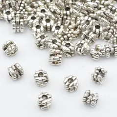 ビーズクラブ ロンデル メタルビーズ 7画小２連 50個 銀 4mm ブレスレット ネックレス 金具 金属ビーズ パーツ