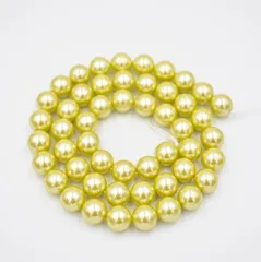 一連 約40cm シェルパール グリーン ラウンド 8mm 連売り シェル パール 貝 パワーストーン ブレスレット 天然石 ビーズクラブ…