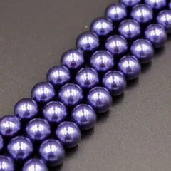 一連 約40cm シェルパール ブルー ラウンド 8mm 連売り シェル パール 貝 パワーストーン ブレスレット 天然石 ビーズクラブ…