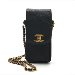 良品 CHANEL シャネル ココマーク ターンロック キャビアスキン レザー チェーン ショルダー ミニ ポーチ バッグ ブラック 鞄 a10781