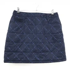 【超美品】アディダス 中綿スカート ネイビー×ブルー ゴルフクラブ柄 バックロゴ レディース OT/XG ゴルフウェア adidas