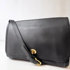 ✨BCランク　 COACH　old coach　vintage　 Turn lock　Shoulder bag　Shoulder strap　black　glove-tanned leather　USA　9812　「９D」