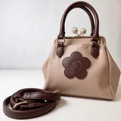人気ミニバッグ✨BCランク　MARY QUANT  ２way　ショルダーバッグ　ハンドバッグ　クロスショルダー　bag　がま口　バニティー　パール　ブラウン　花柄