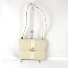 『USED』 グッチ マイクロGG ショルダーバッグ キャンバス/レザー  ホワイト