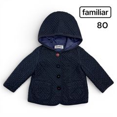 【美品】familiar ファミリア キルティング クマ耳 コート 80 familiar ファミリア〉キルトジャケット フード ブルゾン 80 コート