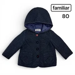 〈familiar ファミリア〉キルトジャケット フード ブルゾン 80 コート キルティング コーディロイ チェック ボタン