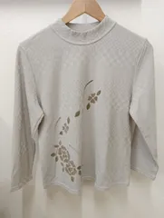 24-19　カットソー　長袖トップス　モックネック　花柄　Lサイズ