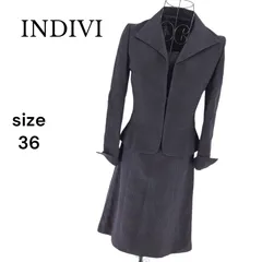 【美品】INDIVI インディヴィ フォーマル セットアップ ブラック スカート 36 ワンピース ジャケット スクエアネック レディース セレモニー