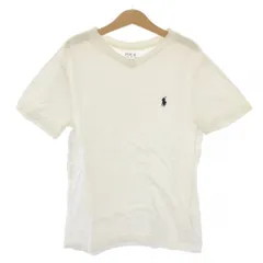 ポロ ラルフローレン POLO RALPH LAUREN Tシャツ 半袖 Vネック ロゴ 刺繍 ワンポイント ストレッチ 140cm 白 ホワイト /BB