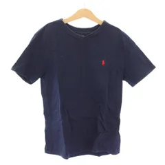 ポロ ラルフローレン POLO RALPH LAUREN Tシャツ 半袖 Vネック ロゴ 刺繍 ワンポイント ストレッチ 140cm 紺 ネイビー /BB