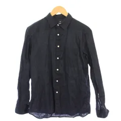 シップス SHIPS カジュアルシャツ 長袖 レギュラーカラー 無地 ワンカラー 麻 リネン S 紺 ネイビー /BB