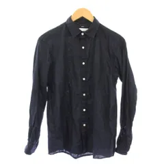 シップス SHIPS カジュアルシャツ 長袖 レギュラーカラー 無地 ワンカラー 麻 リネン S 紺 ネイビー /BB