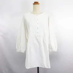 サマンサモスモス SM2 チュニック ワンピース 長袖 ドロップショルダー コットン F ホワイト ※EKM