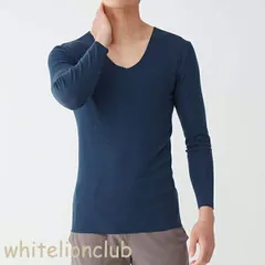 グンゼ ワイジー 抗菌防臭 吸湿発熱 保温 カットオフ 脇縫いなし 洗濯タグなし 綿混 秋冬 メンズ 綿 YN7109 L インクネービー Vネック長袖Tシャツ インナー 下着 GUNZE YG