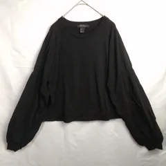 M1-02375【Women】FOREVER21(フォーエバートゥエンティワン) ロンT (L) / 黒 K