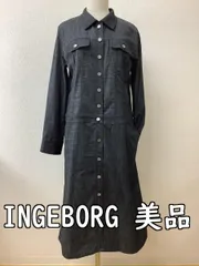 インゲボルグ (INGEBORG) コートワンピース ストレッチ 黒デニム風生地 美品 サイズ4(11号)
