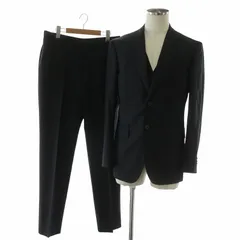 ポールスミス PAUL SMITH LONDON Ermenegildo Zegna スーツ セットアップ 3ピース テーラードジャケット シングル 2B 総裏地 サイドベンツ ベスト パンツ スラックス ウール ストライプ L 紺 ネイビー