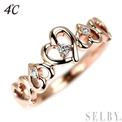 4℃ K10PG ダイヤモンド リング ハート