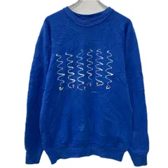 80s～ USA製 SCREEN STARS プリントスウェット トレーナー XL ブルー スクリーンスターズ プルオーバー ビッグプリント 秋物 a801-5760