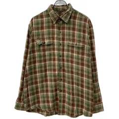 Timberland 長袖 ネルシャツ XL グリーン ブラウン ティンバーランド ボタン 胸ポケット 刺繍ロゴ コットン100% チェック 春物 a801-5801のサムネイル