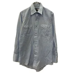 USA製 Wrangler 長袖 無地シャツ M ライトブルー ラングラー スナップボタン 胸ポケット ウエスタンシャツ シンプル 春物 a801-5809のサムネイル