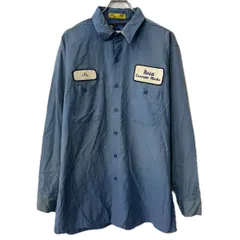 USA製 Uni Weave 長袖 ワークシャツ XL ブルー 胸ポケット ワッペン 長袖シャツ トップス 春物 a801-5815