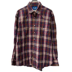 Wrangler 長袖 ウエスタンシャツ L～ ブラウン マルチカラー スナップボタン 胸ポケット チェック柄 長袖シャツ トップス 春物 a801-5829