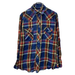 Wrangler 長袖 ネルシャツ M ブルー マルチカラー ラングラー スナップボタン ウエスタンシャツ チェックシャツ 胸ポケット 秋物 a801-5841