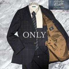 ONLY ジャージースーツ春夏上下 ネイビーチェック柄 48サイズ 股下75cm ONLY ジャージースーツ春夏上下 ネイビーチェック柄 48サイズ 股下75cm
