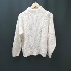 ◇ UNITED COLORS OF BENETTON シンプル タートルネック 秋冬 ケーブル 長袖 ニット サイズM ホワイト レディース E  【1305180023160】