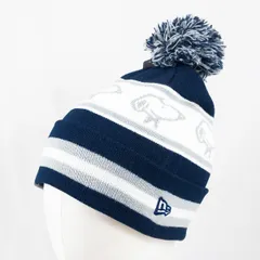 【ニューエラ正規品】ニューエラ New Era® NEW ERA® 帽子 ニット帽 ポンポンニット PEANUTS ピーナッツ スヌーピー ジャガード ネイビー/グレー/オフホワイト(商品番号：14682515)