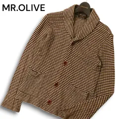 MR.OLIVE ミスターオリーブ 秋冬★ ボーダー ショールカラー ニット カーディガン Sz.S メンズ 日本製のサムネイル