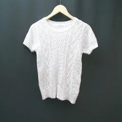 ◇ relume レリューム　クルーネック 編みニット シンプル 半袖 ニット サイズF ホワイト レディース E  【1305290000082】