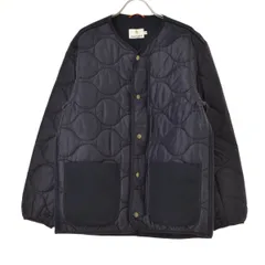 【HushPuppies】08252Y ノーカラー ウール切替キルティングジャケット